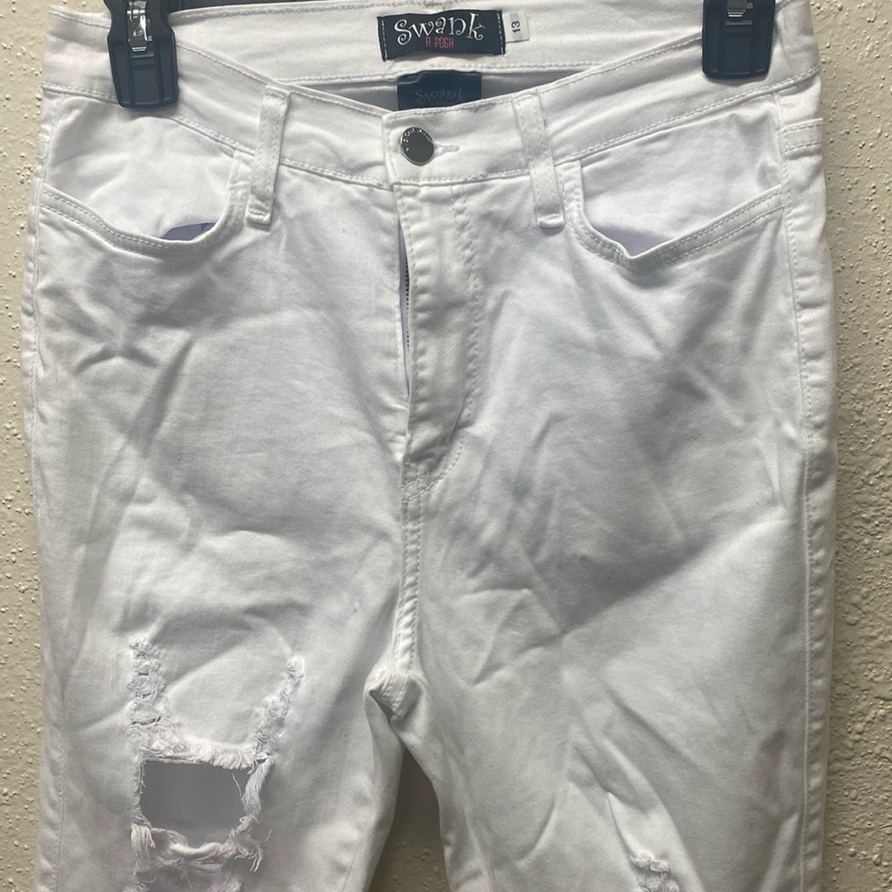 long white high rise super skinny jeans